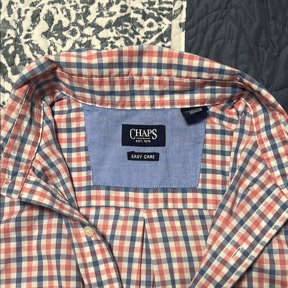 Chaps Red and Blue Casual Button Down Shirt